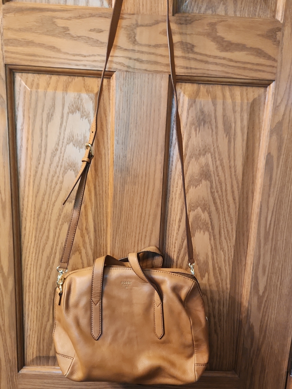 Fossil Brown Leather Messenger Crossbody Bag With Matching Wallet